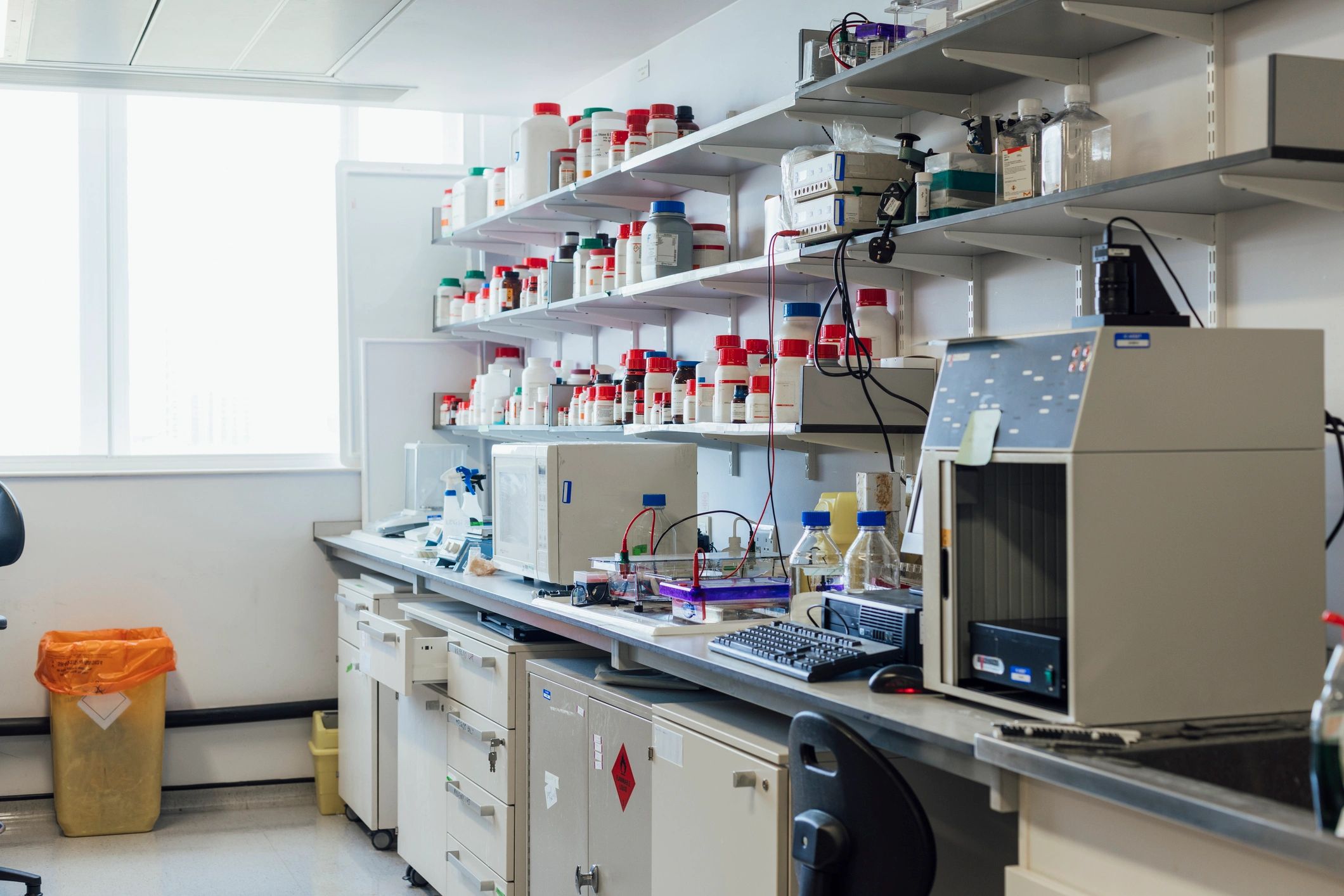 Modern laboratory workspace used for plant extract research